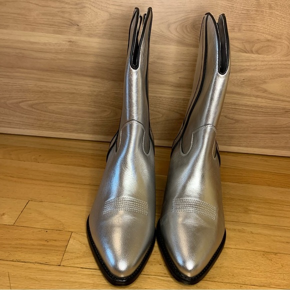 Free People Borderline Western Boots in Silver - Size 7.5 - Picture 3 of 11